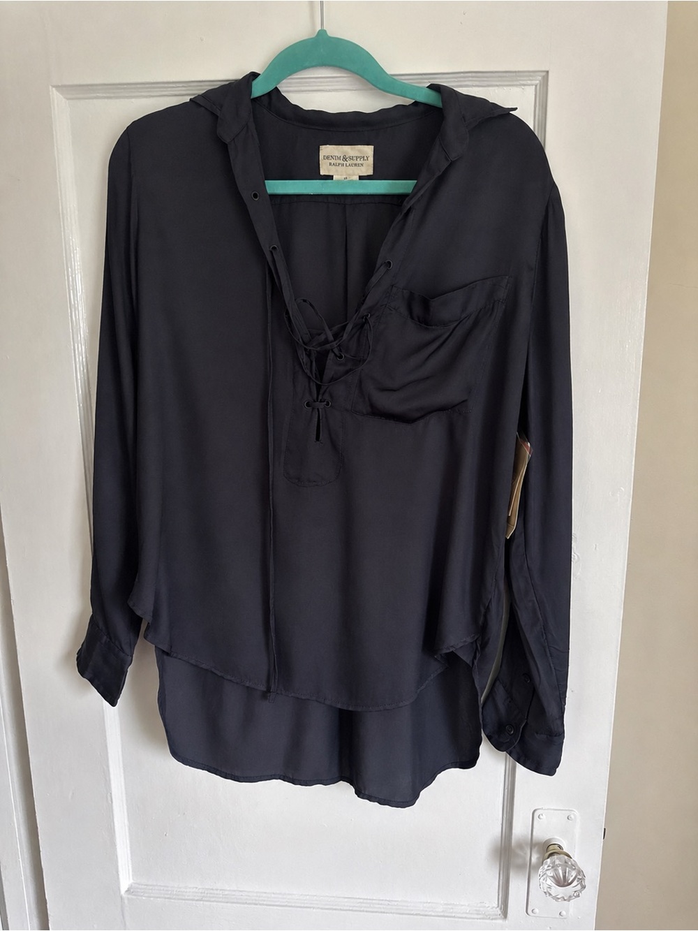 Denim & Supply Ralph Lauren Navy Lace-Up Long-Sleeve Tunic Blouse